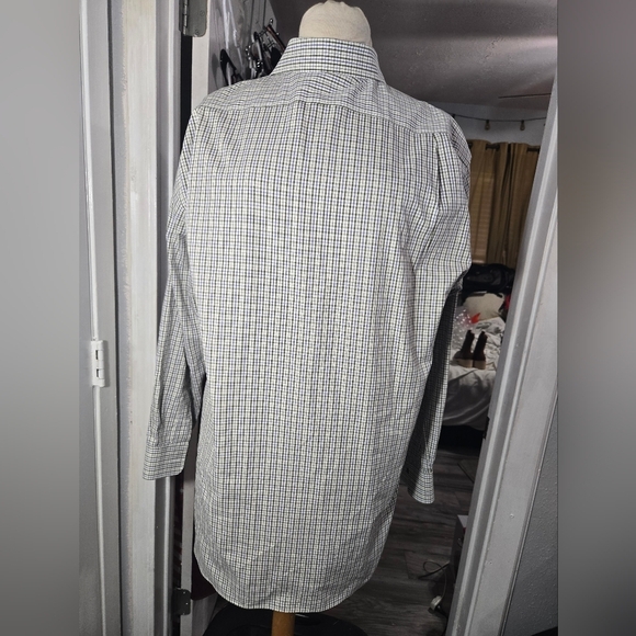 Paul Fredrick non-iron two-ply cotton pinpoint Long Sleeve Shirt Slim Fit - Picture 4 of 5